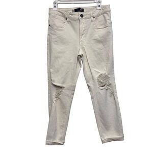 KUT from the Kloth Mom Womens Jeans 6 Long High Rise Distressed Creamy White‎